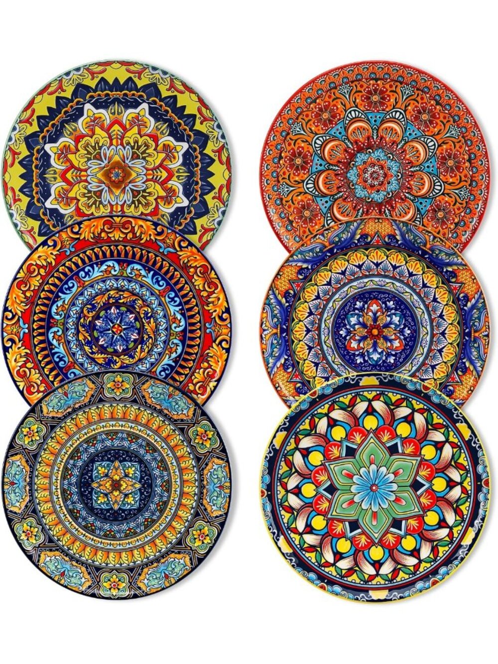 Colorful Ceramic Dessert Plates Set of 6 | 8.5 Inch Salad Plates for